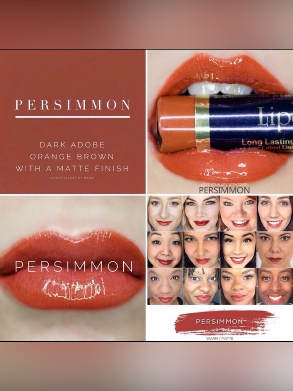 SeneGence Persimmon Dark Orange Brown Lipstick - Glossy & Matte